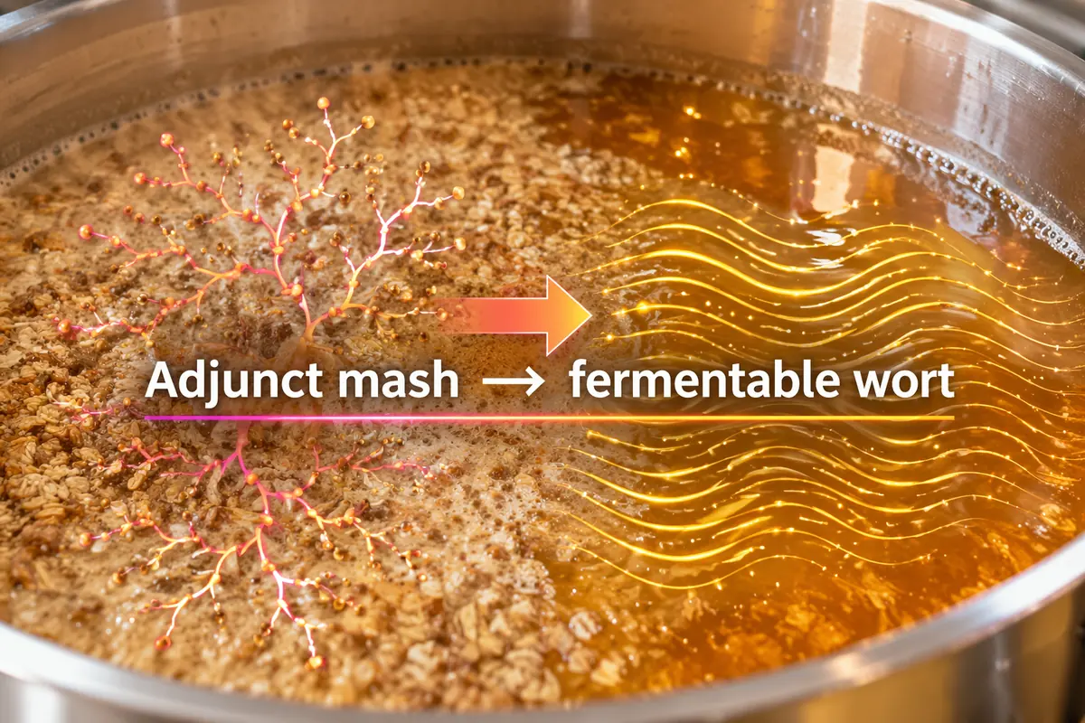 Adjunct mash in a steel vessel on its way to fermentable wort